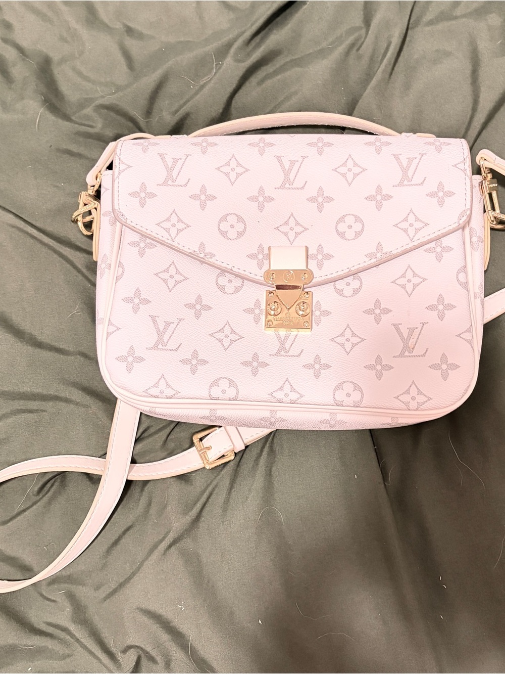 NO BRAND | LUXURY WHITE LEATHER MONOGRAM POCHETTE PURSE
